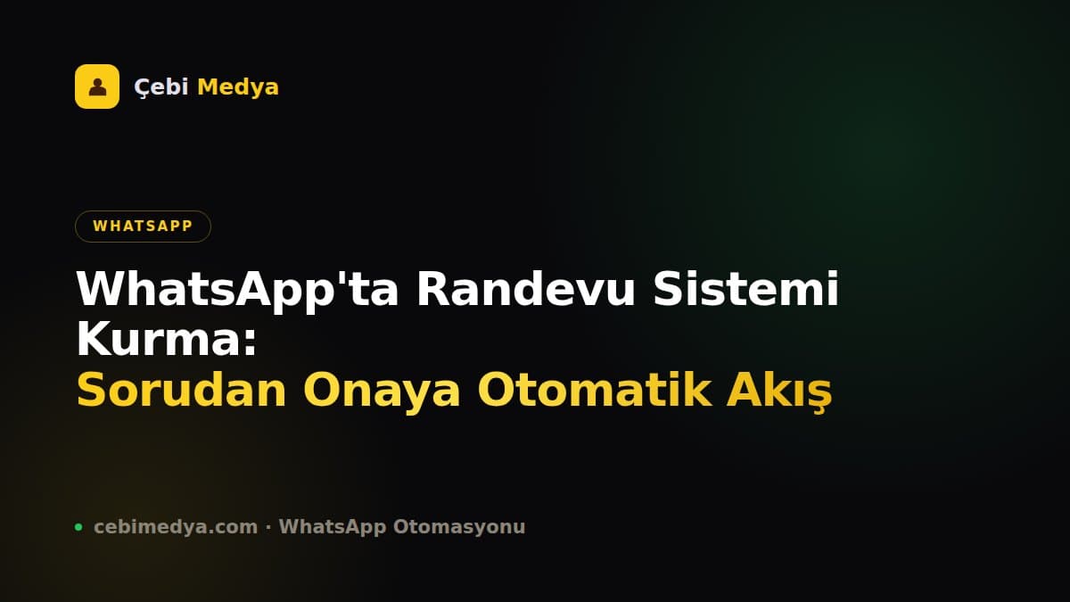 WhatsApp'ta Randevu Sistemi Kurma: Sorudan Onaya Otomatik Akış
