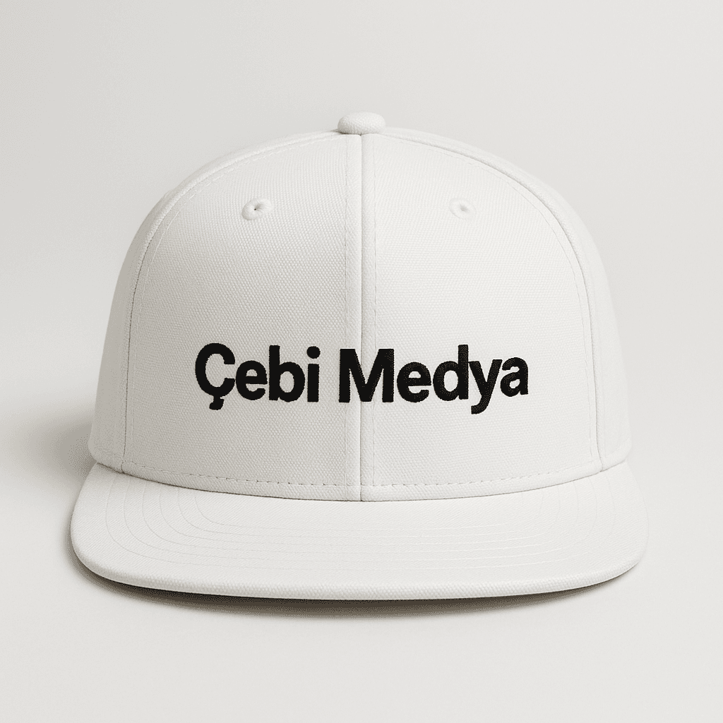 Çebi Medya Şapka Beyaz — Premium snapback embroidered