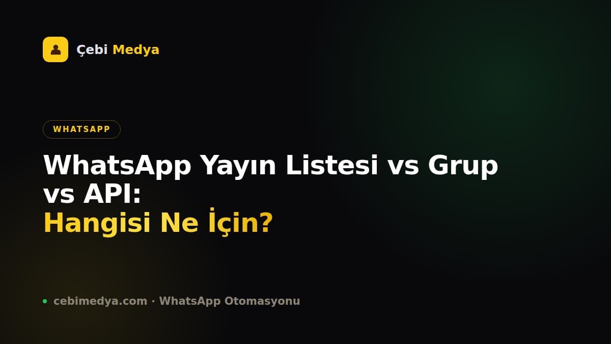 WhatsApp Yayın Listesi vs Grup vs API: Hangisi Ne İçin?